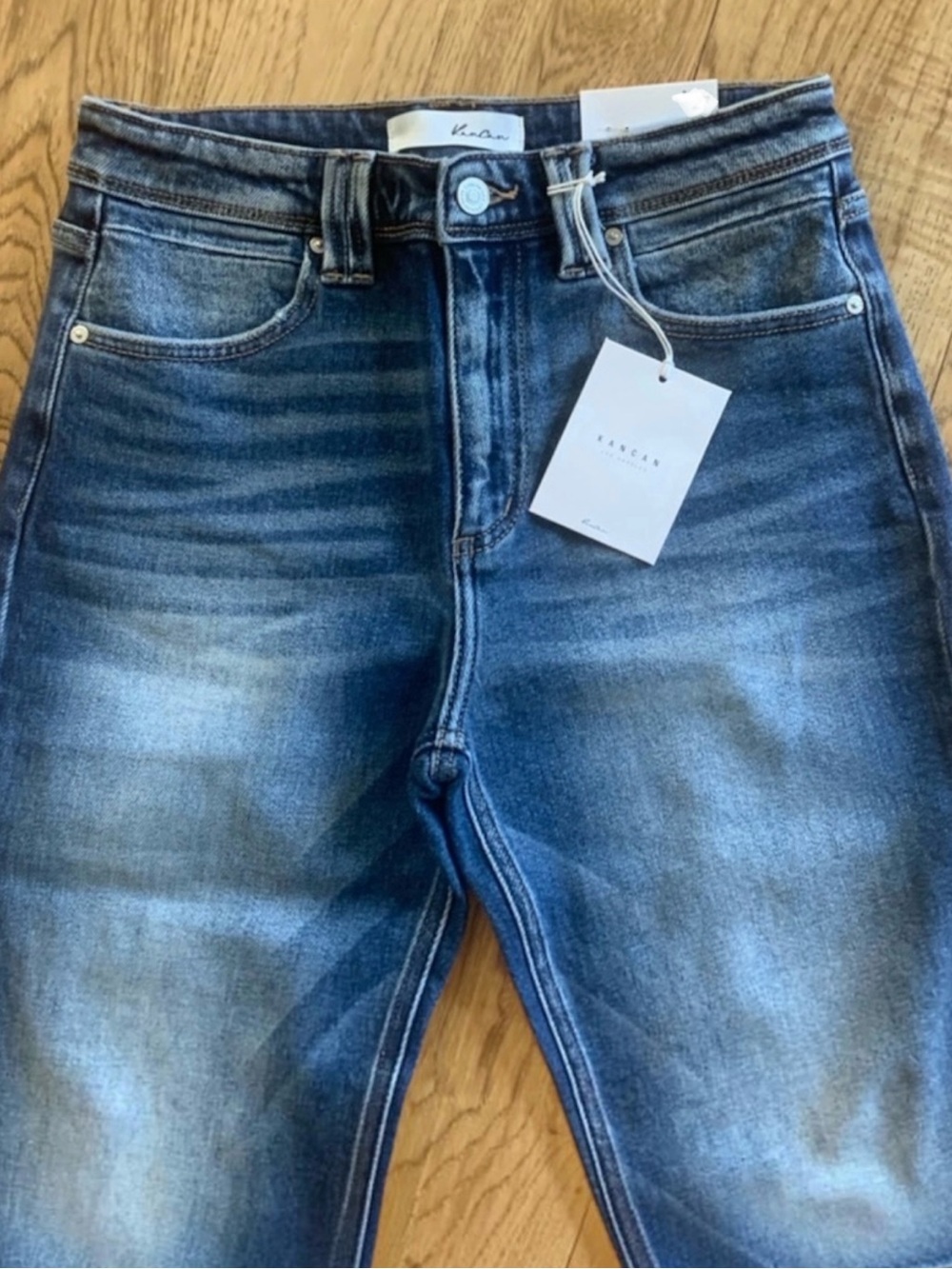 NEW Kancan High Rise Wide Leg Flare Hem Jeans Dark Women’s Size 26 NWT - Picture 7 of 14